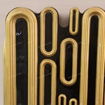 Oval Black High-Gloss Sideboard with Raised Gold Tubular Pattern and Arch Details
